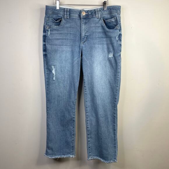 Democracy Denim - Democracy Tummy Tuck High Waist straight leg Cropped Distressed Jeans womens 16